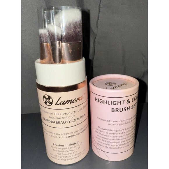 Lamora 4 Piece Highlight & Contour Makeup Brush Set New in Box - Picture 1 of 10